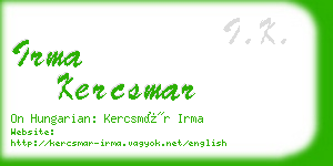 irma kercsmar business card